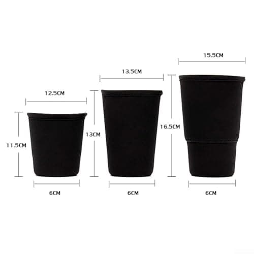 Reusable Neoprene Cup Sleeve Thermal Coffee Tea Protector, Heat Insulated Drink Holder for Hot Beverage Grip, Travel Camping Mug Cover, Takeaway Cup Holder(L Black) — view 4
