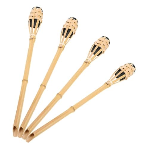 POPETPOP 4pcs Bamboo Torches Outdoor Oil Lanterns with Wick Windproof Garden Fire Torches for Camping Backyard Weddings Festivals Lightweight Natural Bamboo Pathway Lights