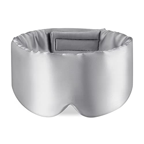 OLESILK 100% Natural Mulberry Silk Eye Mask for Sleeping Large, Silver Grey