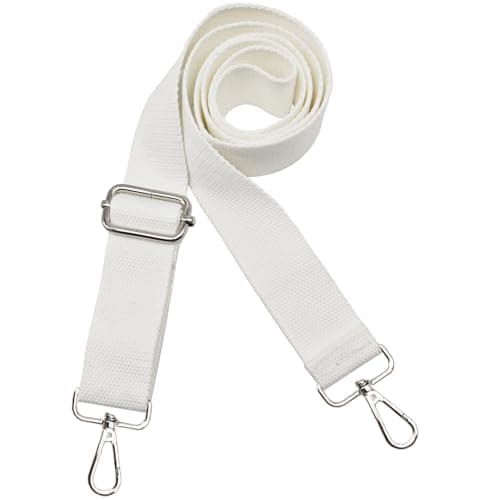 Hibate 1.5" Wide Cotton Replacement Crossbody Bag Strap for Women's Handbags Shoulder Straps - White/Silver Hardware