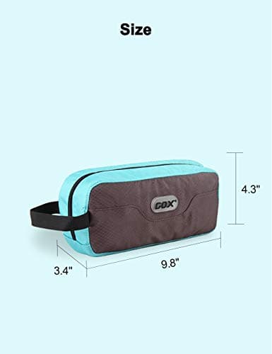 GOX Small Travel Toiletry Bag for Men, Hanging Dopp Kit Organizer with Water-Resistant Nylon, Portable Shower Toiletry Case, Grey/Sky Blue, L, Toiletry Bag for Travel — view 5