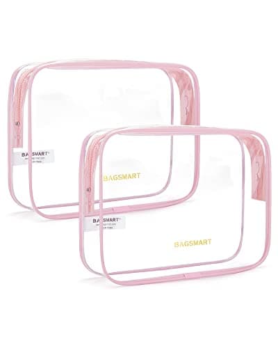 BAGSMART 2pcs Clear Toiletry Bag TSA Travel Essential for Makeup Liquids