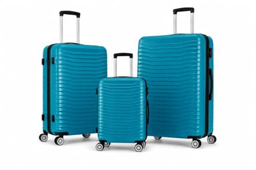 Set of 3 Pieces Luggage Hard Shell Suitcase, Teal — view 3