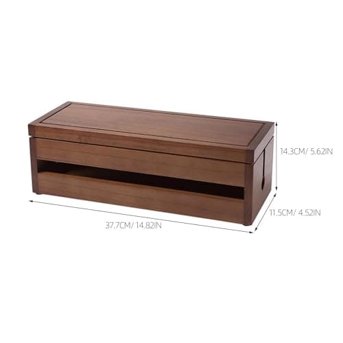 Happyyami Wooden Cable Organizer Box Large Coffee Colour for Power Strips — view 2