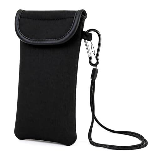 Merzio Universal Neoprene Phone Pouch, Waterproof Mobile Phone Sock with Neck Strap and Carabiner, Shockproof Sleeve Bag Pocket for Hiking and Travelling, Fits Devices Up to 6.7 Inches Multicolor