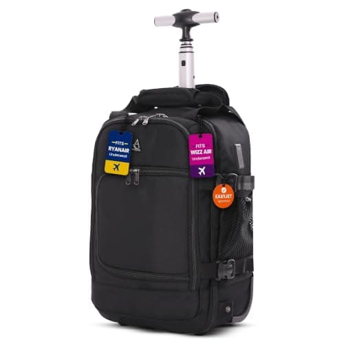 Aerolite Ryanair & Wizz Air Trolley Backpack Bag, 2 Wheels & USB Port