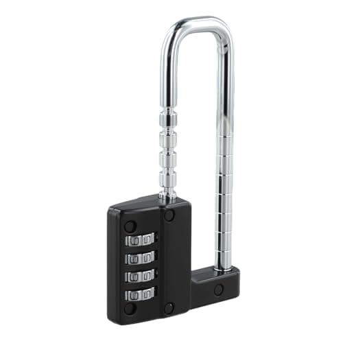 Gettimore Adjustable U-Shaped Combination Lock for File Cabinet Wardrobe Door 4 Digit Mechanical Password Padlock Alloy Steel Security Lock Telescopic 42-98mm Silver Black — view 2