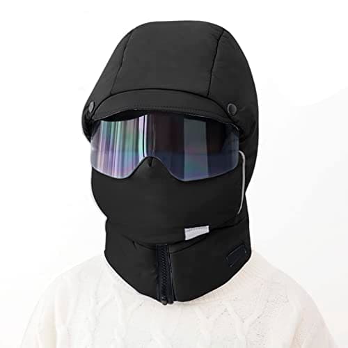 4 in 1 Waterproof Ski Cap with Detachable Mask Ear Warmer Anti-fog Goggles for Men Women Winter Warm Full Cover Balaclava Windproof Cycling Hat Trapper Winter Hat Outdoor One-piece Scarf Earflap — view 4