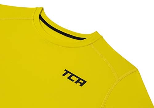 TCA Men Long Sleeve Compression Shirt, Athletic Workout Sports Undershirt Base Layer Top - Sonic Yellow, L — view 3