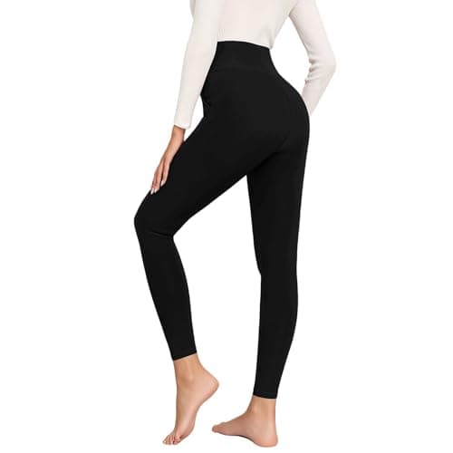 Thermal Leggings Women with Pockets High Waist Fleece Lined Tights Sport Black Leggings Warm Winter Fur Yoga Pants Tummy Control Trousers Soft Stretchy Tights Workout Gym Outdoor Running Skiing — view 4