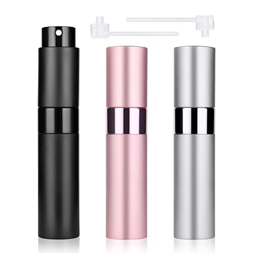 ACWOO Perfume Atomiser Bottles, 3Pcs 10ml Refillable Travel Spray Bottles, Portable Mini Refillable Empty Perfume Bottle, Empty Spray Bottle for Travel, Vacation
