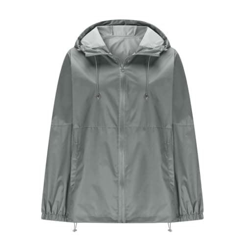 Waterproof Jacket Packable Rain Coats for Women Lightweight Rain Jacket with Hooded Ladies Packable Functional Jackets Windbreaker Breathable Active Outdoor Coats Gray S — view 3