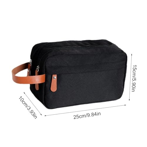 Toilet Ride Bag - Waterproof Double Layer , Compact Portable Storage Case, Smart Design with Handle Strap, Functional Kit for Caring for Shaving Accessories, Men's Cosmetics, black, see — view 5