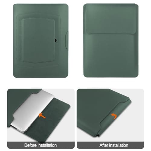 HoYiXi 15.6" Laptop Sleeve-Compatible with MacBook Pro 16/15.4'' MacBook Pro 15, Mac Air 15 - Waterproof Soft 15 16 inch pc case for HP, Dell, Acer, Asus,15 inch laptop case,Green — view 2