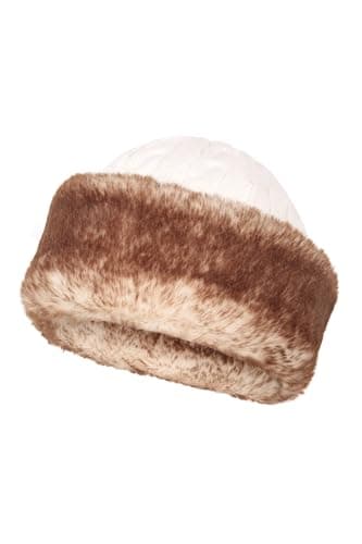 Mountain Warehouse Womens Furry Hat - Faux Fur, Fleece Lined - for Winter Travel Cream — view 5