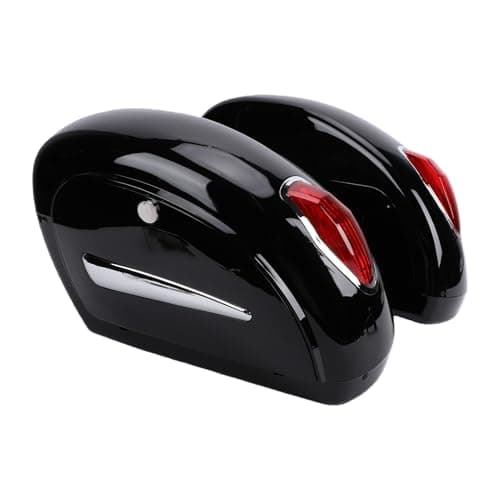 Yctze ABS Motorcycle Hard Saddlebags with Built-in Lights and Lock Set 36L Universal Glossy Black Motorbike Side Bags for Most Cruisers — view 2
