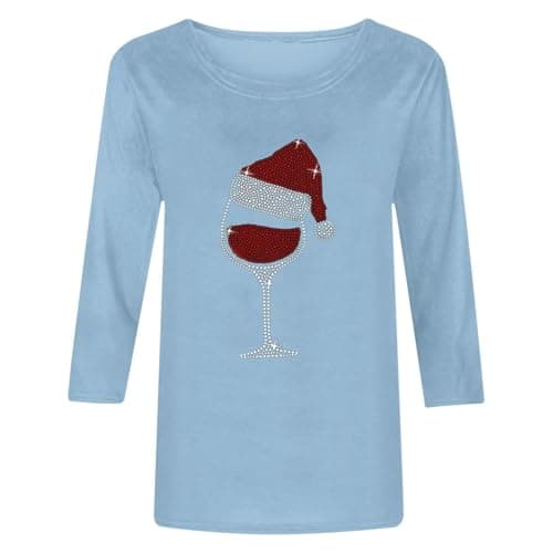 2026 New Womens Crew Neck T Shirt Drop Shoulder Printed Casual Tee Fitted Shape Breathable Feel Summer Top for City Break Skirts Shorts Daily Wear Neat Outfit Building Light Blue L — view 3