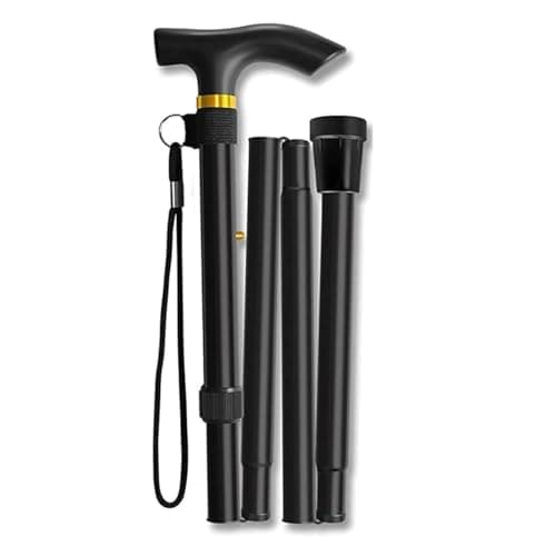 Walking Stick, Folding Walking Sticks for Women & Men,Heavy Duty,Lightweight,Adjustable Collapsible Walking Stick for Elderly and Arthritis Disabled (Black)