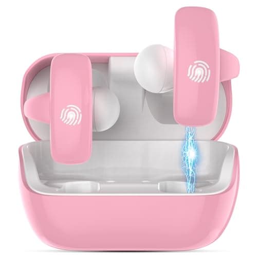 iDIGMALL Kids Wireless Earbuds, Open Ear Clip On Headphones for Teen, Pink