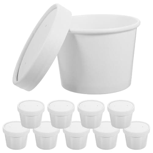 MOBUTOFU Disposable Coffee Cups with Lids 10 Pack 240ml White Paper