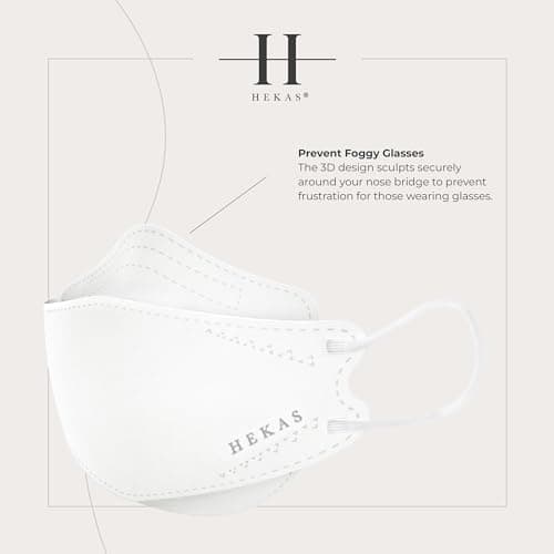 HEKAS FFP2 Face Masks & Black Aromatherapy Diffuser Clip Bundle | 5-Pack White Certified Face Masks + Magnetic Scent Diffuser | Complete Breathing Comfort Kit for Work, Travel & Daily Use — view 2