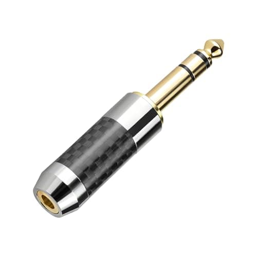 okcsc 6.35mm to 4.4mm Audio Adapter, High-Fidelity Sound Converter,24K Gold-Plated Copper Plug with Carbon Fiber & Chrome Shell, Compatible with Guitars/Microphones/Mixers/Amplifiers/Headphones