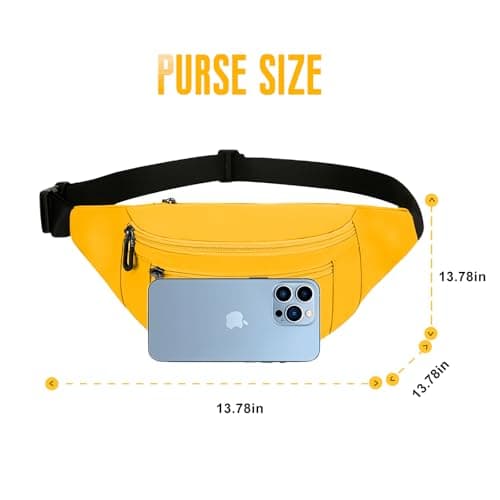 Bum Bag Unisex Lightweight Waterproof Fanny Pack Adjustable Crossbody Waist Pack for Travel Sports Daily Use (Yellow) — view 4