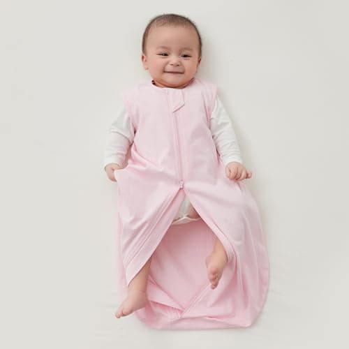 Duomiaomiao Baby Sleeping Bag 0.5 TOG Summer Sleeping Bag, 100% Cotton Baby Sleep Sack 18-36 Months Unseix Baby Wearable Blanket for Infant Newborn Toddler, Pink — view 5