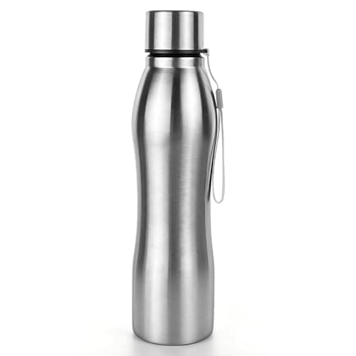 ICEBLUEOR 1000ml Water Bottle Stainless Steel, Leak Proof Portable Non Insulated Single Wall Metal Water Bottle with Carry Handle, Ideal For School Office Gym Travel & Sports Travel Essentials