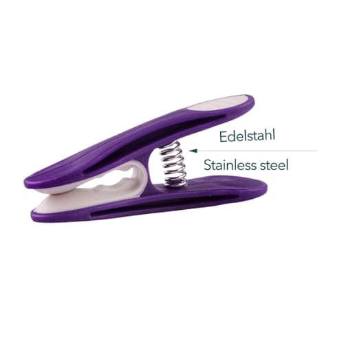 trendfinding 48 Clothes Pegs Laundry Clips with Stainless Steel Compression Springs and Soft Touch Lilac White 1 Canvas Clothes Peg Bag Purple Grey — view 3