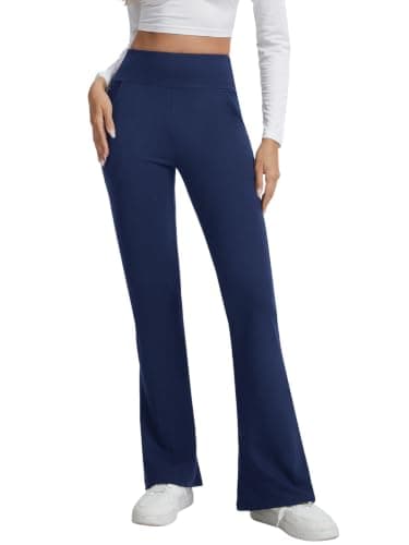 Women Fleece Lined Flared Leggings High Waisted with Pockets M — view 2
