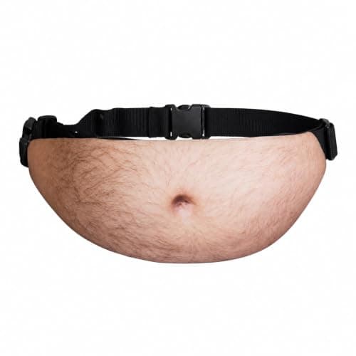 Funny Belly Fanny Pack Men Realistic Fake Belly Waist Bag Gifts,Waterproof Belly Waist Bag Funny Gift Realistic Design Adjustable Strap for Men Dad Him