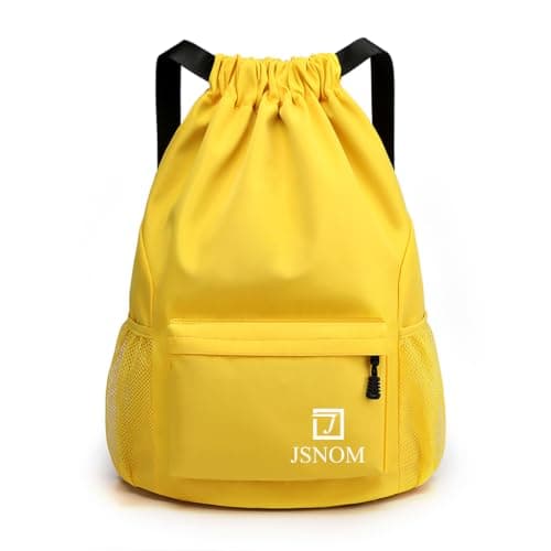 JSNOM Drawstring Gym Bags Waterproof : Large Sports Travel Yoga School Rucksack Backpack with Zip Pocket for Men Women