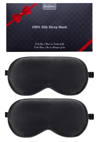 BeeVines 100% Mulberry Silk Sleep Mask, Blackout Eye Masks (Black & Black)