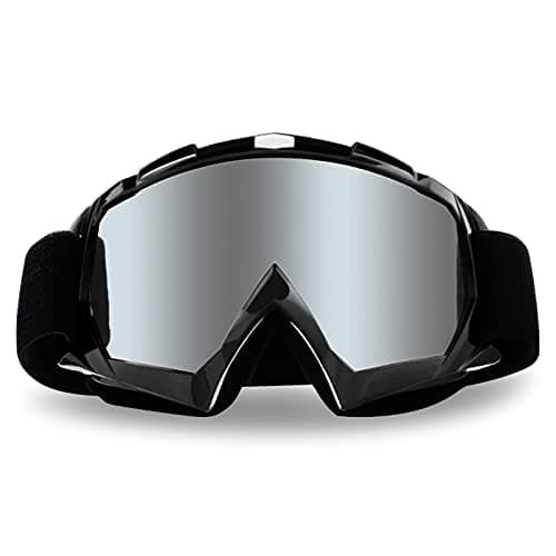 4-FQ Motorcycle Goggles Dirt Bike Goggles Anti UV Safety Goggles Anti Scratch Motocross Goggles Dustproof Motorcycle Glasses Motorbike Goggles for Cycling Riding Climbing Skiing-Sliver Lens