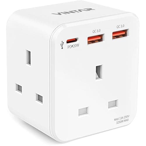 VINTAR 3 Way Adapter Plug Extension Socket with PD 20W Fast Charge