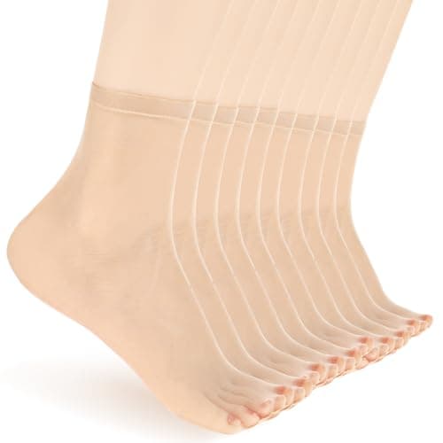 DIVINA VITAE 10 Pairs Sheer Socks Thin Pop Socks Women Ankle Nylon Tight Sock Silky Breathable Elastic Transparent Short Sock Nude