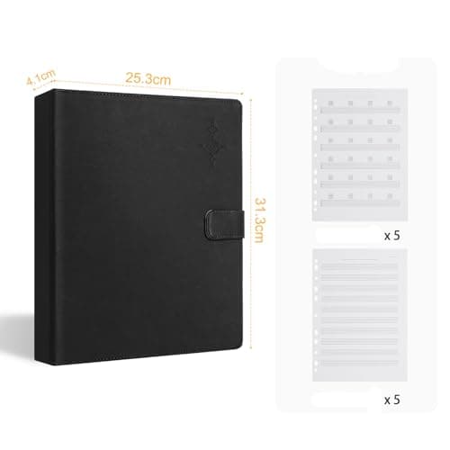 Storage Bags Music File Folder A4,Premium PU Leather Music Score Folder 30 Pockets/60 Pages Music File Folder Music Sheet Folder Clef Paper Storage Documents Bag — view 2