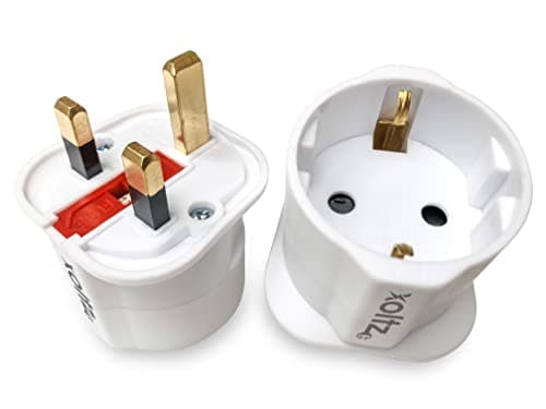 Xoltz European to UK Plug Adaptor Single Pack EU Euro Europe Schuko Travel Adapter to UK Socket Converter From Spain Italy Germany 13A Type C E F x 1