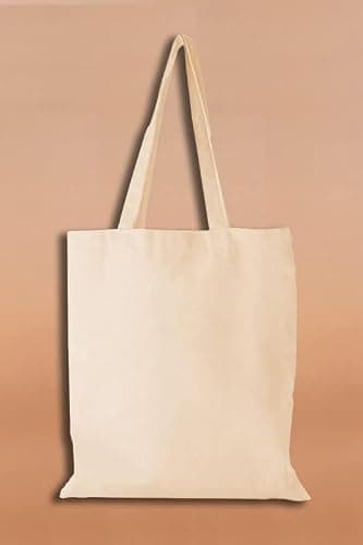 100% Cotton Canvas Reusable Shoulder Tote Bag Natural Colour with handle for Shopping Grocery Handbag Eco-Friendly Organic material decays and compost easily recyclable (Natural 20 Pack) — view 3