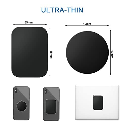 LIUCOLI Metal Plates for Magnetic Phone Holder, Universal Car Mount Phone Plate 12 Pack - Thin Self Adhesive Metal Plate for Automobile Phone Magnet Sticker, 6 Round and 6 Rectangle — view 5