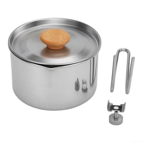 Camping Cookware Pot 1000ml Stainless Steel - Lightweight Hiking Gear with Foldable Handle - Travel Cooking Kit — view 4