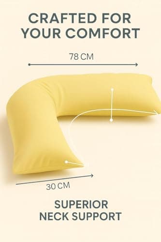 HOMES-LINEN Orthopaedic V-Shaped Pillow Extra Cushioning Support For Head, Neck & Back (Lemon, V-Pillow With Cover) — view 4