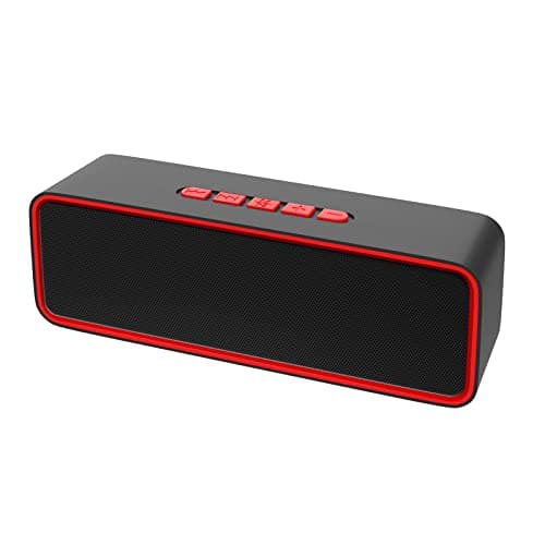 Sonkir Portable Wireless Speaker, Wireless 5.0 Mini Speaker with 3D Stereo Hi-Fi Bass, Built-in 1500 mAh Battery, Support TF Card and AUX (Red)