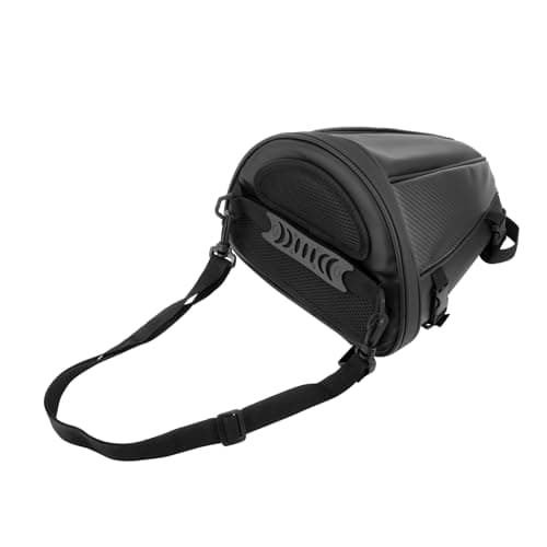 Twilight Garage Motorcycle Tail Bags, Waterproof Leather Storage Saddle Bag 10L, Outdoor Sports Motorbike Rear Seat Light Tank Handbag Tool Carry Bag with Shoulder Strap — view 6