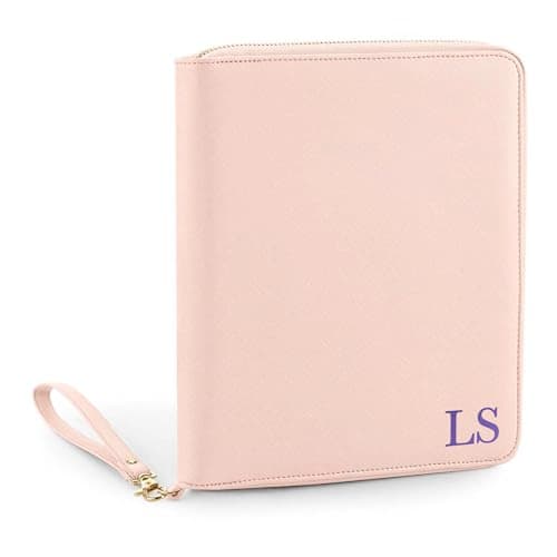 eBuyGB Personalised Travel Document Holder, Travel Wallet for Passport & Boarding Pass, PU Leather Case Organiser, Destination Wedding, Honeymoon Gift (Soft Pink)
