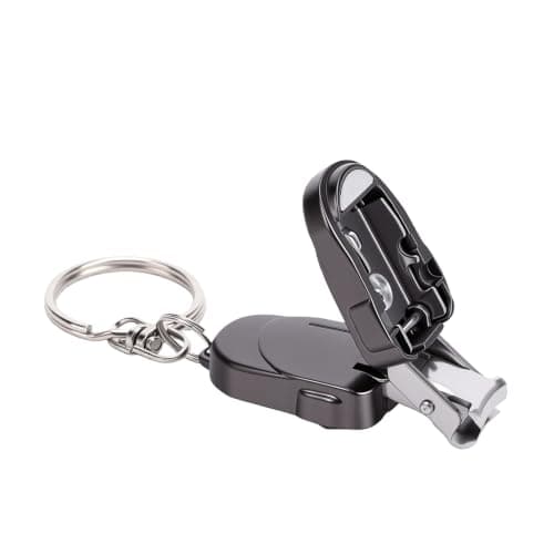 Yinhing Travel Folding Nail Clipper Collapsible Nail Clipper Stainless Steel Keychain Design with Zinc Alloy Handle for Travel Backpack Pocket (Silver Black) — view 5