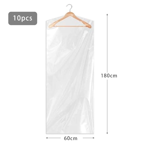 10 Pack Long Dress Covers 71 Inch Plastic Clothes Covers Protector Bags Clear Garment Bags for Hanging Clothes Dry Cleaning Bags for Suits Dresses Coats Jackets Shirts — view 2