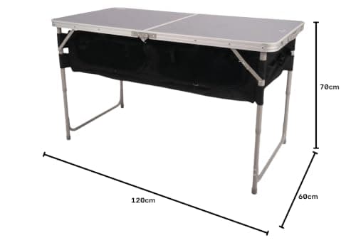 Hi-Gear Basecamp Storage Table with Steel Frame, Zipped Compartments & Pockets, Portable, Lightweight, Folding & Easy to Assemble Furniture, Ideal for Camping & Festivals, includes Carry Bag (Grey) — view 3