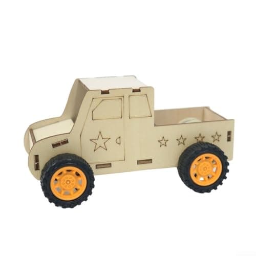 Voice Controlled Car Kit STEM Activity Wooden for DIY Robot for Kids Electronics Assembly Project 14x8x7cm